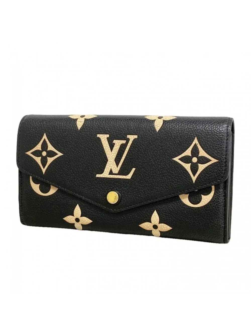 Louis Vuitton Wallet Monogram Empreinte Bicolor Portefeuille Sarah Black Beige